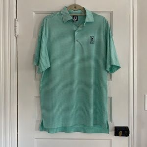 Footjoy TPC Boston Polo, M, Green & white stripes